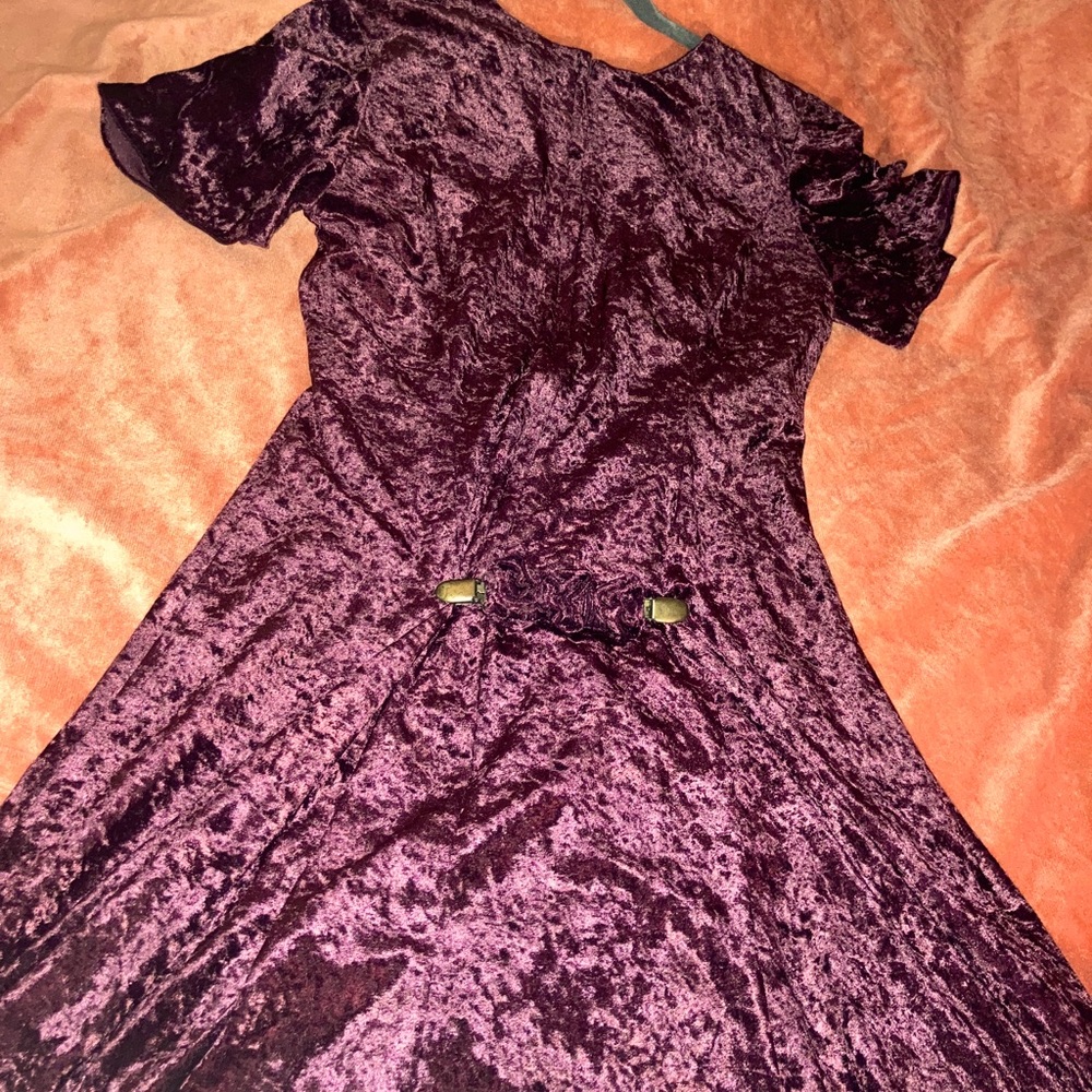 vintage Tea length velvet dress - adjustable waist